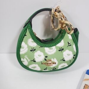Coach Mini Carmen Bag Charm New floral print Kelly Green NWT
